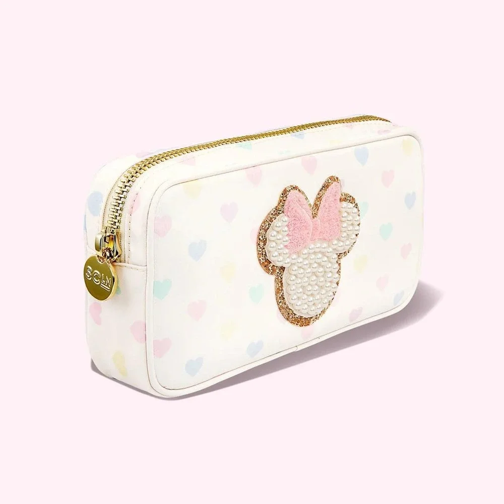 Stoney Clover Lane Disney Minnie Mouse Pastel Hearts Small Pouch Cosmetic Bag